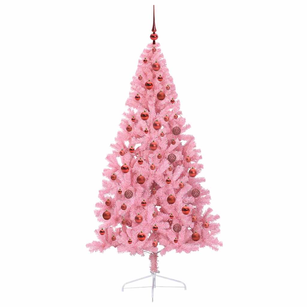 vidaXL Artificial Pre-lit Christmas Tree Pink 180 cm PVC