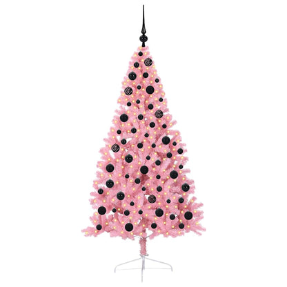 vidaXL Artificial Pre-lit Christmas Tree with 300 LEDs Pink 180 cm PVC