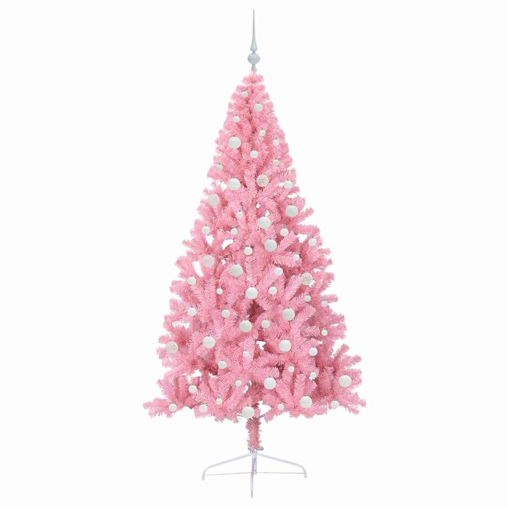 vidaXL Artificial Pre-lit Christmas Tree with 300 LEDs Pink 180 cm PVC