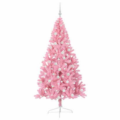 vidaXL Artificial Pre-lit Christmas Tree with 300 LEDs Pink 180 cm PVC