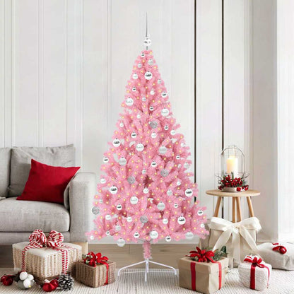 vidaXL Artificial Pre-lit Christmas Tree Pink 180 cm PVC