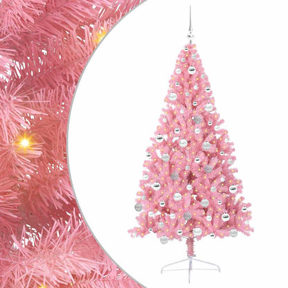 vidaXL Artificial Pre-lit Christmas Tree Pink 180 cm PVC