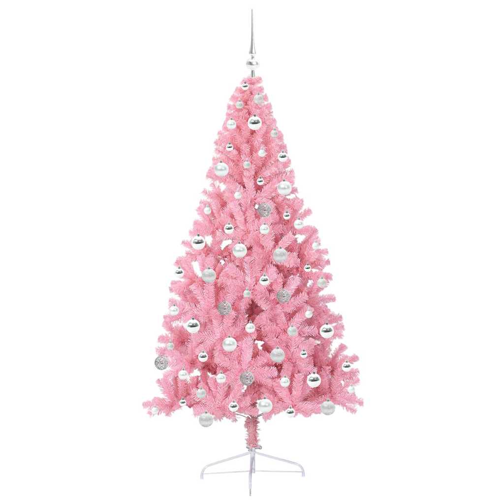 vidaXL Artificial Pre-lit Christmas Tree Pink 180 cm PVC