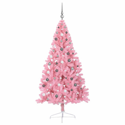 vidaXL Artificial Pre-lit Christmas Tree with 300 LEDs Pink 210 cm PVC
