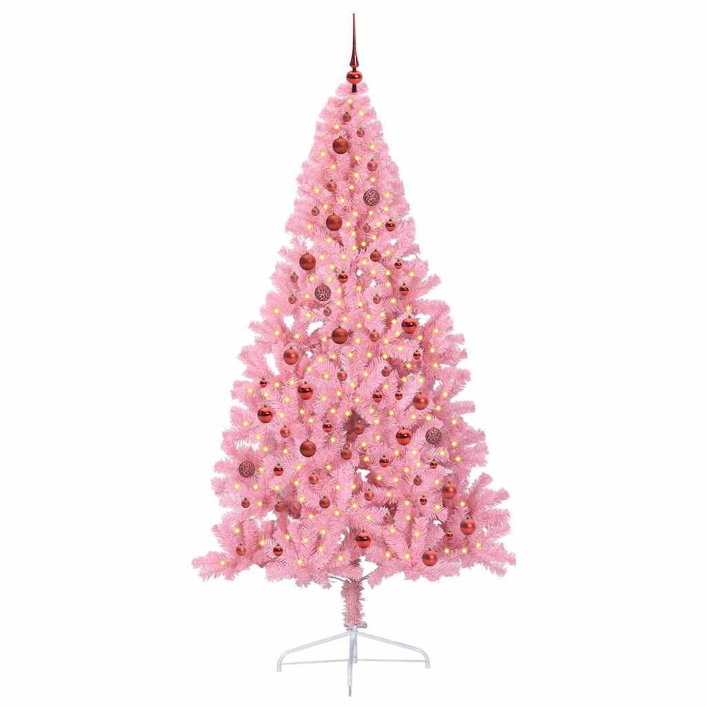vidaXL Artificial Pre-lit Christmas Tree Pink 210 cm PVC