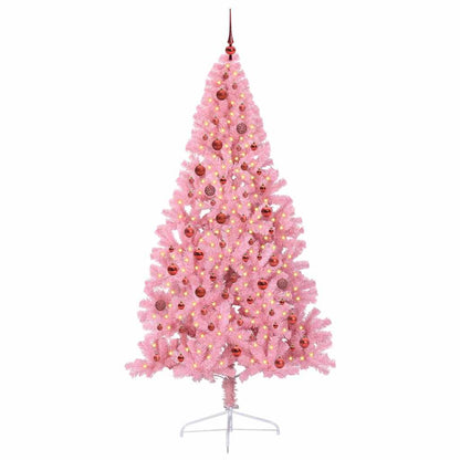 vidaXL Artificial Pre-lit Christmas Tree Pink 210 cm PVC