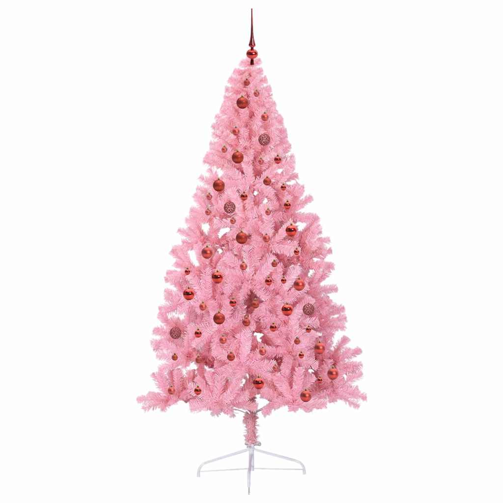 vidaXL Artificial Pre-lit Christmas Tree Pink 210 cm PVC