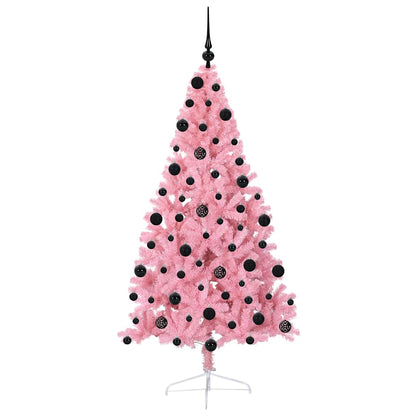 vidaXL Artificial Pre-lit Christmas Tree with 300 LEDs Pink 210 cm PVC