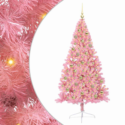 vidaXL Artificial Pre-lit Christmas Tree Pink 210 cm PVC