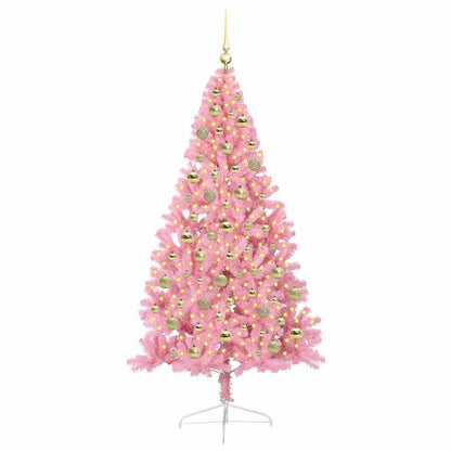 vidaXL Artificial Pre-lit Christmas Tree Pink 210 cm PVC