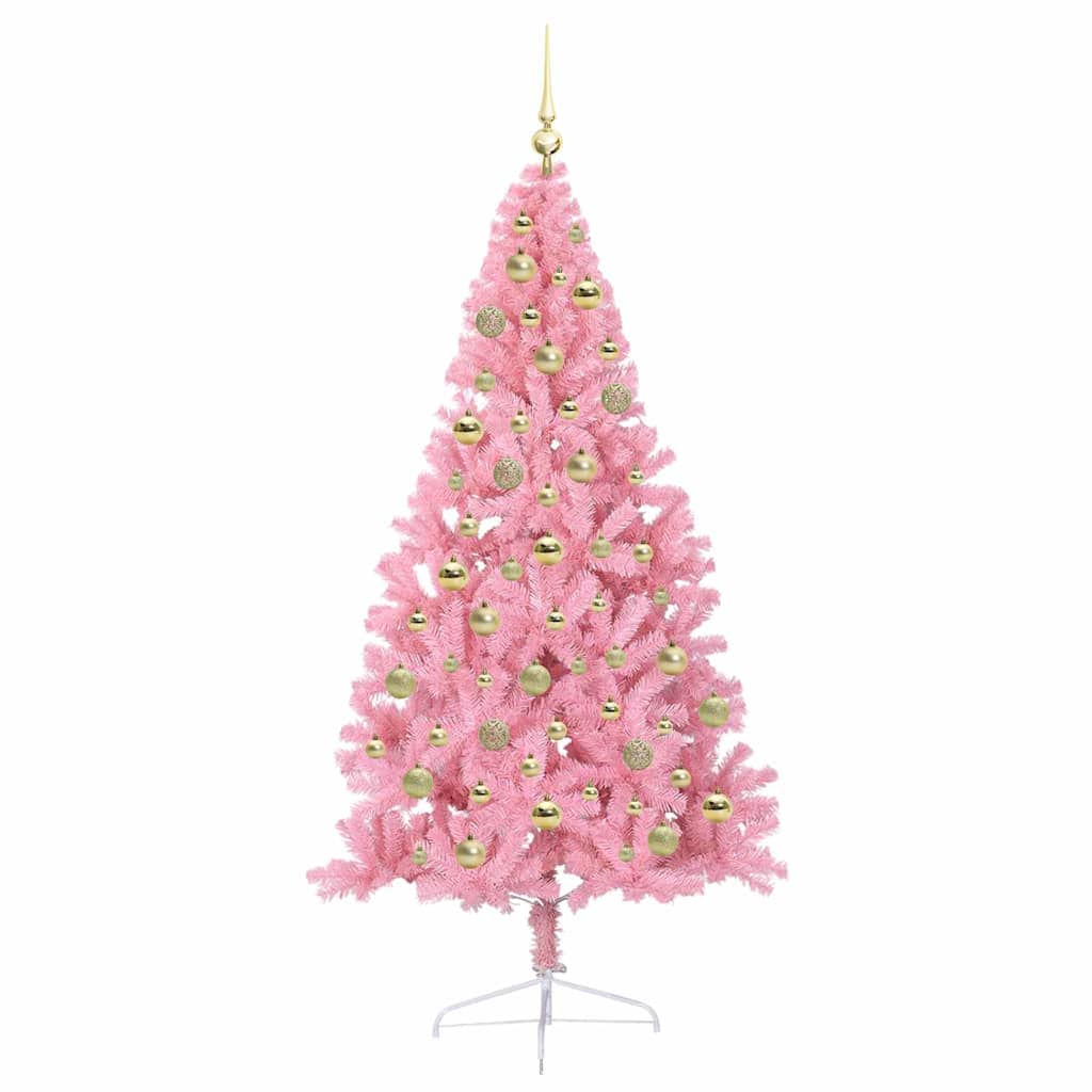 vidaXL Artificial Pre-lit Christmas Tree Pink 210 cm PVC