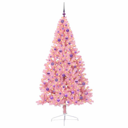 vidaXL Artificial Pre-lit Christmas Tree with 300 LEDs Pink 210 cm PVC