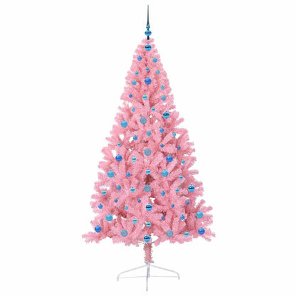 vidaXL Artificial Pre-lit Christmas Tree with 300 LEDs Pink 210 cm PVC