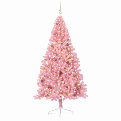 vidaXL Artificial Pre-lit Christmas Tree with 300 LEDs Pink 240 cm PVC