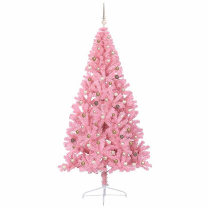 vidaXL Artificial Pre-lit Christmas Tree with 300 LEDs Pink 240 cm PVC