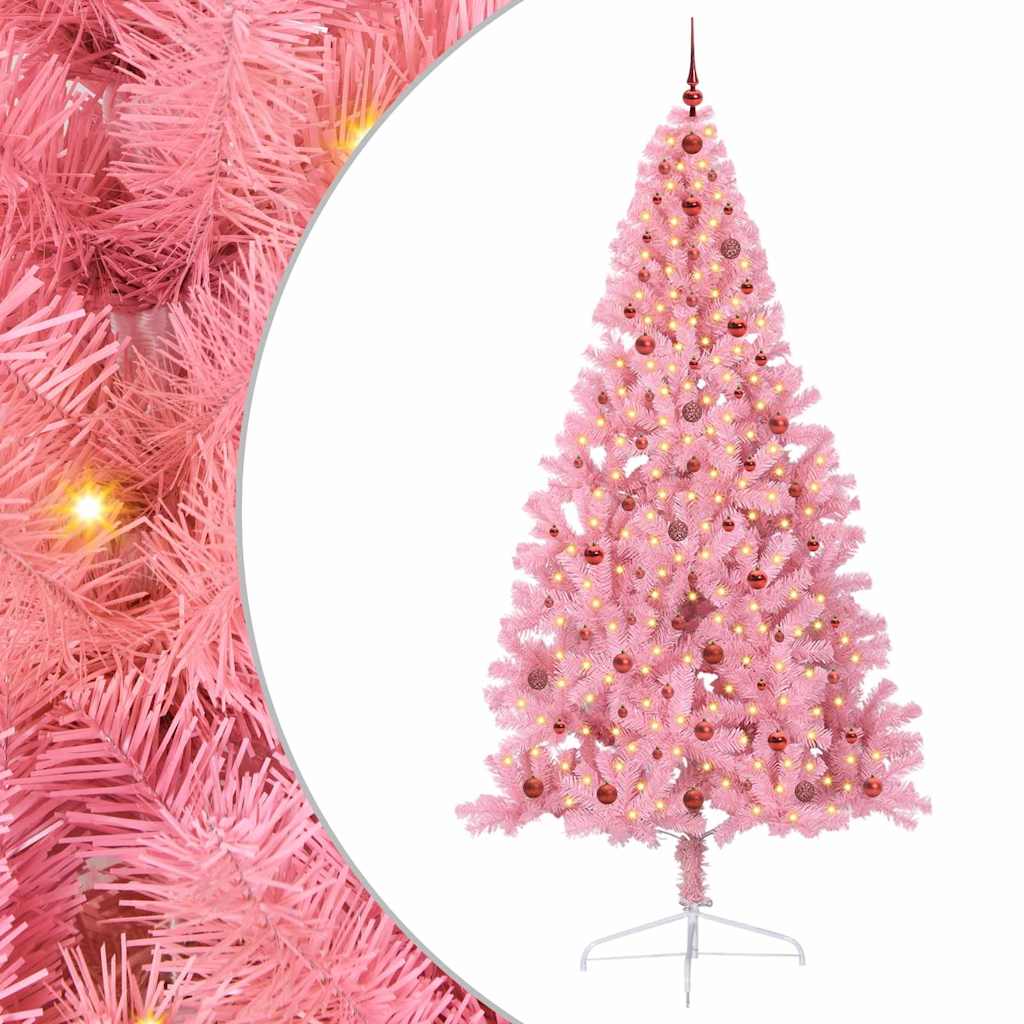 vidaXL Artificial Pre-lit Christmas Tree Pink 240 cm PVC