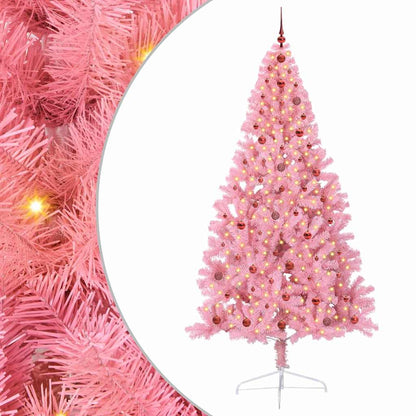 vidaXL Artificial Pre-lit Christmas Tree Pink 240 cm PVC