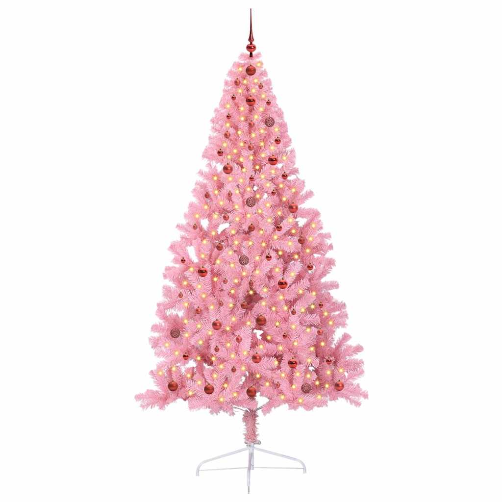vidaXL Artificial Pre-lit Christmas Tree Pink 240 cm PVC
