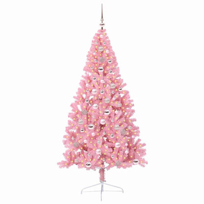 vidaXL Artificial Pre-lit Christmas Tree with 300 LEDs Pink 240 cm PVC