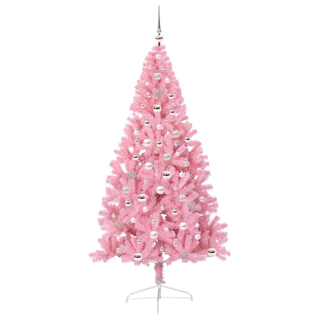 vidaXL Artificial Pre-lit Christmas Tree with 300 LEDs Pink 240 cm PVC