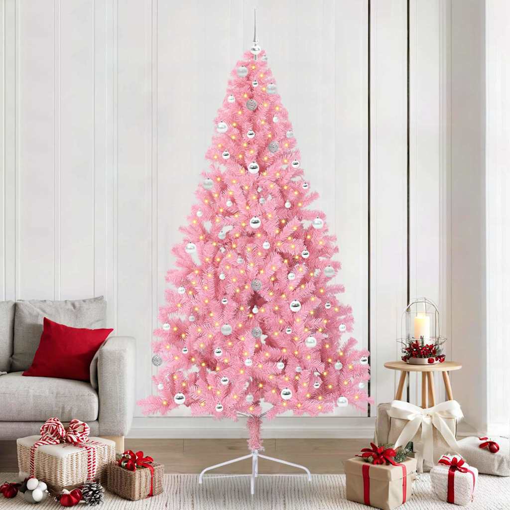 vidaXL Artificial Pre-lit Christmas Tree Pink 240 cm PVC