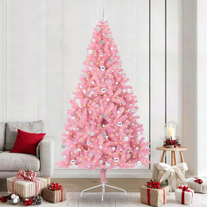 vidaXL Artificial Pre-lit Christmas Tree Pink 240 cm PVC