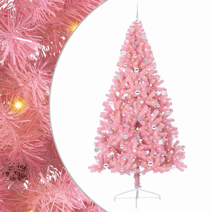 vidaXL Artificial Pre-lit Christmas Tree Pink 240 cm PVC