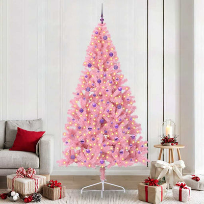 vidaXL Artificial Pre-lit Christmas Tree with 300 LEDs Pink 240 cm PVC