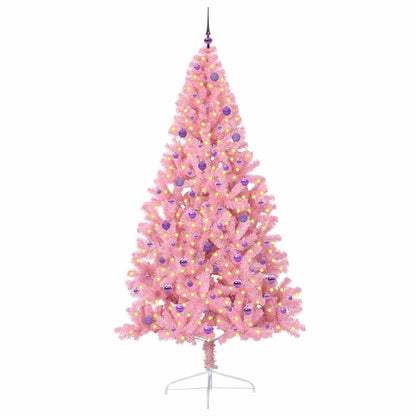 vidaXL Artificial Pre-lit Christmas Tree with 300 LEDs Pink 240 cm PVC