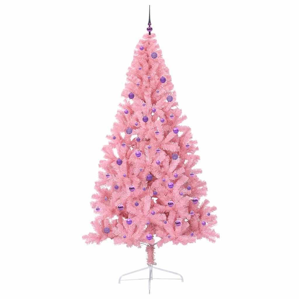 vidaXL Artificial Pre-lit Christmas Tree with 300 LEDs Pink 240 cm PVC