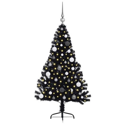 vidaXL Artificial Pre-lit Christmas Tree Black 150 cm PVC