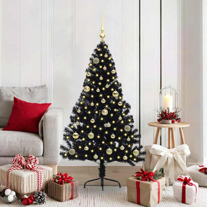 vidaXL Artificial Pre-lit Christmas Tree Black 150 cm PVC