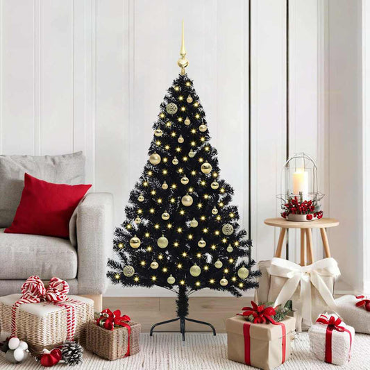 vidaXL Artificial Pre-lit Christmas Tree Black 150 cm PVC