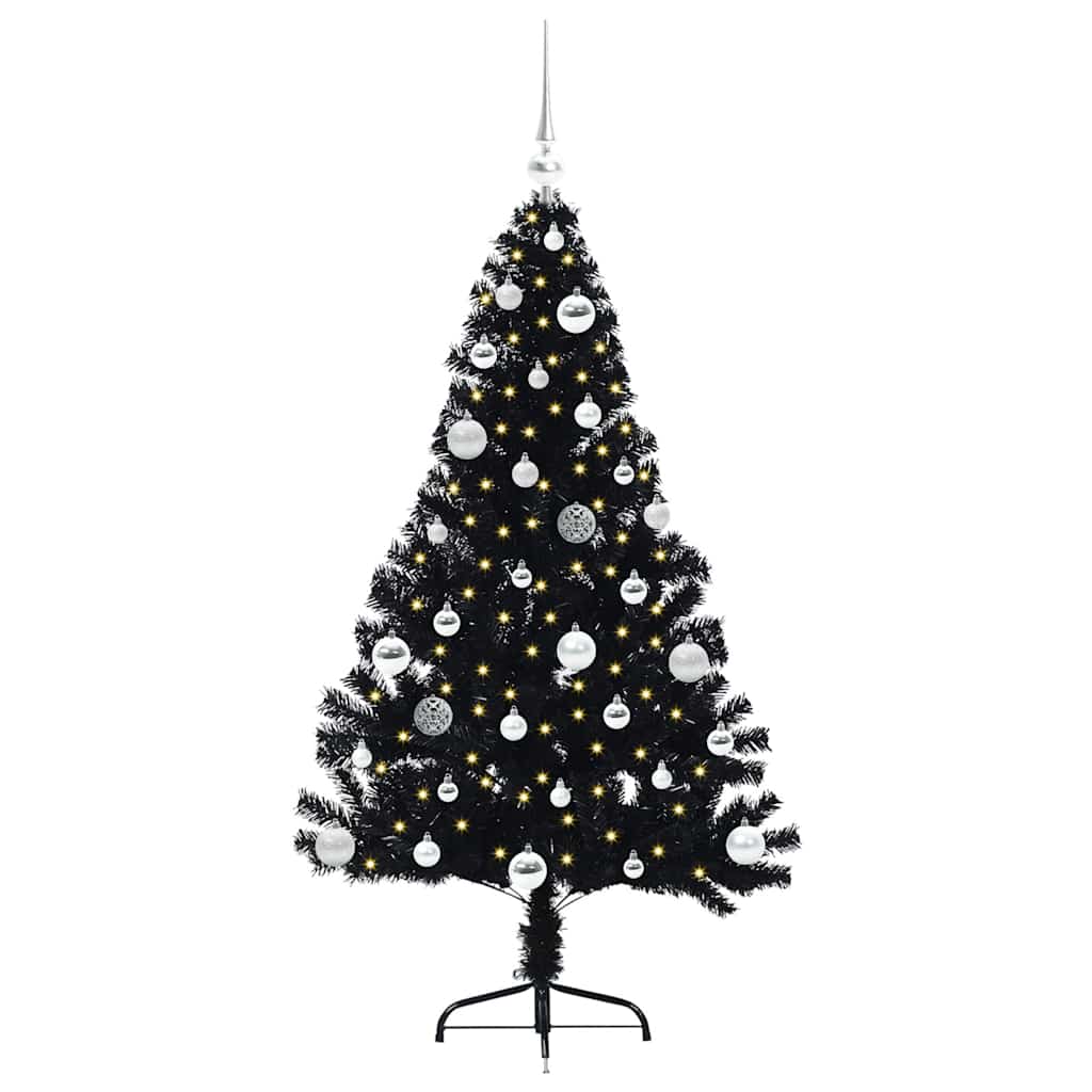 vidaXL Artificial Pre-lit Christmas Tree Black 150 cm PVC