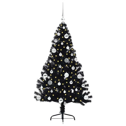 vidaXL Artificial Pre-lit Christmas Tree Black 150 cm PVC