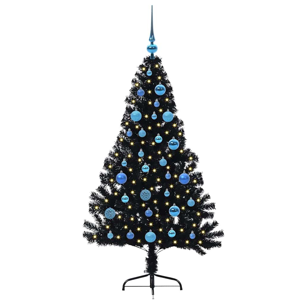 vidaXL Artificial Pre-lit Christmas Tree Black 150 cm PVC