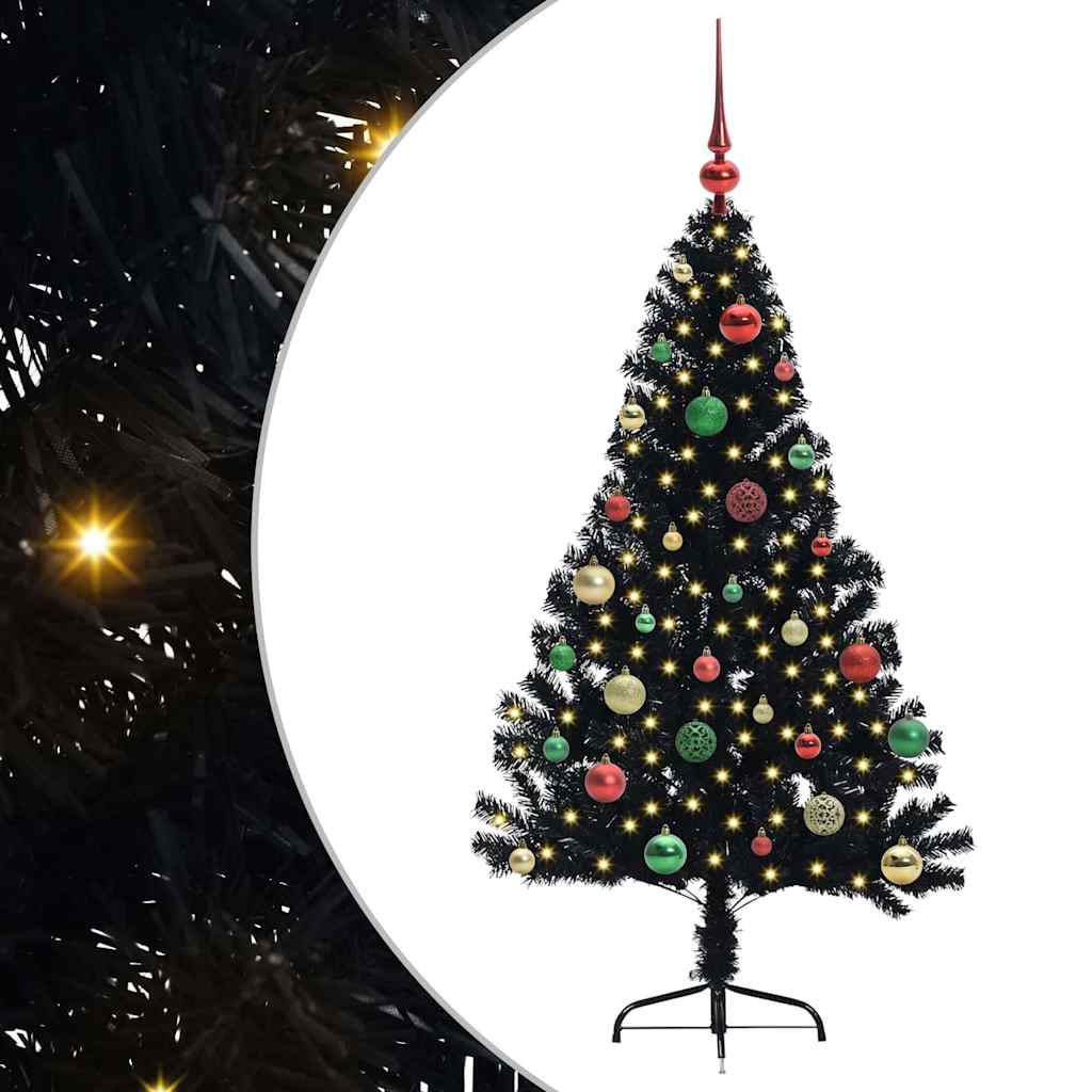 vidaXL Artificial Pre-lit Christmas Tree Black 150 cm PVC