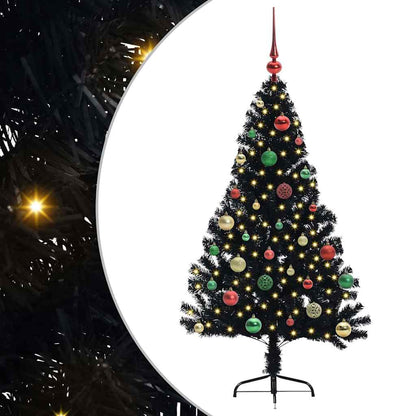 vidaXL Artificial Pre-lit Christmas Tree Black 150 cm PVC