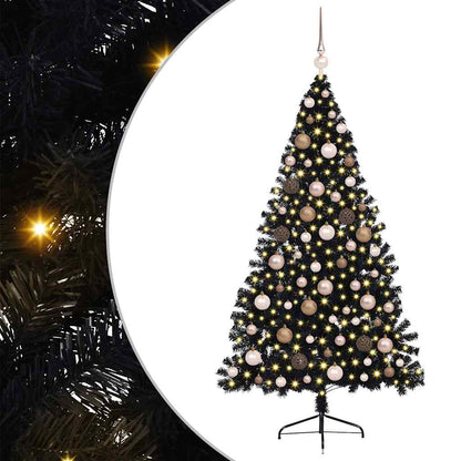 vidaXL Artificial Pre-lit Christmas Tree Black 180 cm PVC