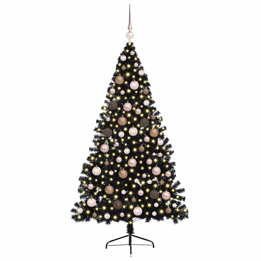 vidaXL Artificial Pre-lit Christmas Tree Black 180 cm PVC