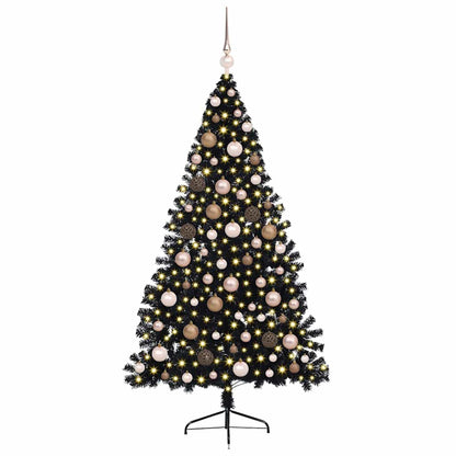 vidaXL Artificial Pre-lit Christmas Tree Black 180 cm PVC
