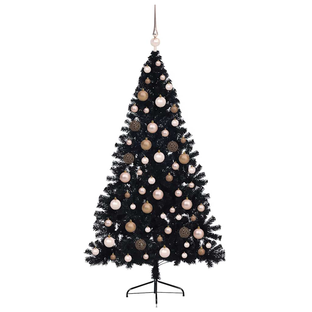 vidaXL Artificial Pre-lit Christmas Tree Black 180 cm PVC