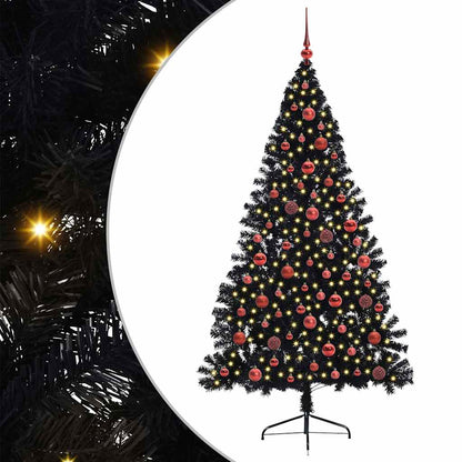 vidaXL Artificial Pre-lit Christmas Tree Black 180 cm PVC