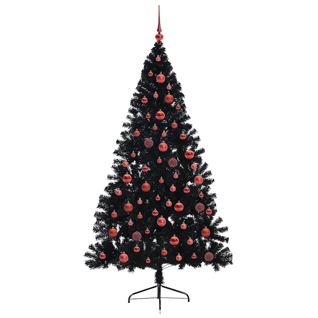 vidaXL Artificial Pre-lit Christmas Tree Black 180 cm PVC