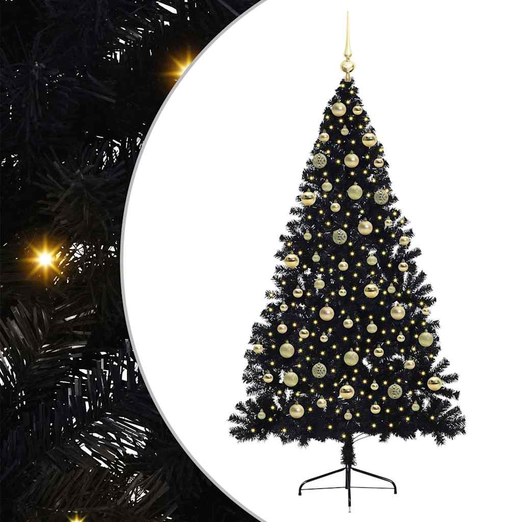 vidaXL Artificial Pre-lit Christmas Tree Black 180 cm PVC