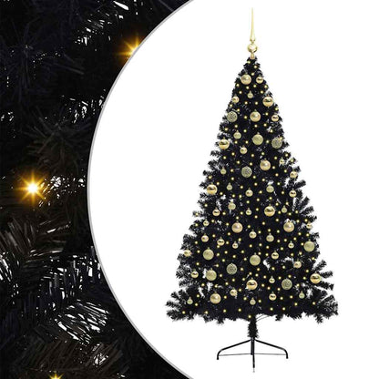 vidaXL Artificial Pre-lit Christmas Tree Black 180 cm PVC
