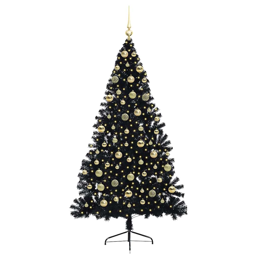 vidaXL Artificial Pre-lit Christmas Tree Black 180 cm PVC