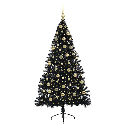 vidaXL Artificial Pre-lit Christmas Tree Black 180 cm PVC