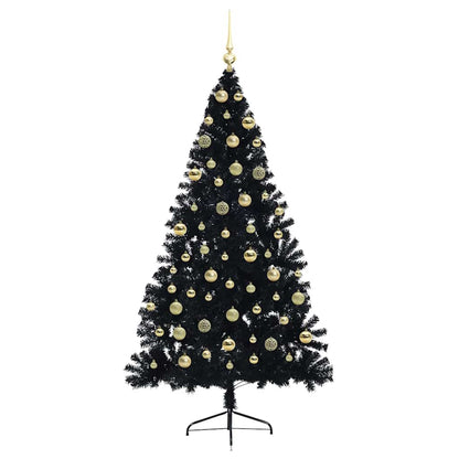 vidaXL Artificial Pre-lit Christmas Tree Black 180 cm PVC