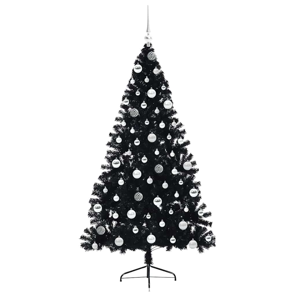 vidaXL Artificial Pre-lit Christmas Tree Black 180 cm PVC